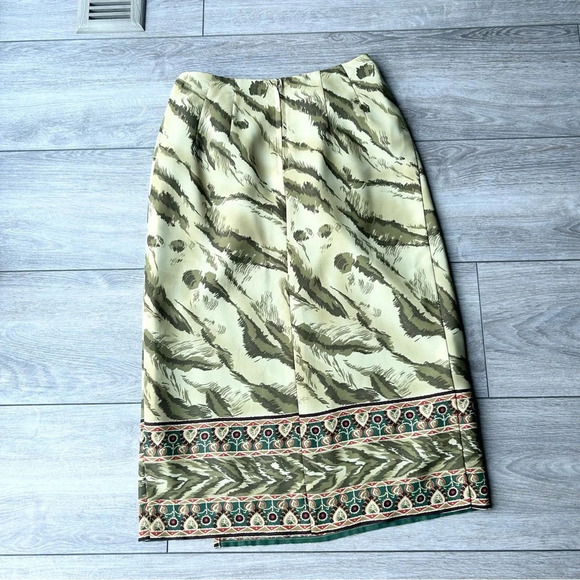 Nygard Collection Abstract  Pattern Pleated Midi Faux Wrap Skirt - Picture 9 of 11